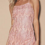 Lulus  Making Magic Blush Pink Fringe Lace-Up Mini Dress, size XS Photo 0