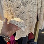 None Vintage Elegant Crochet Lace Top sweater cardigan  - Cream Photo 5