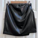 Wilfred Aritzia  Black High Waist Vegan Leather Front Gathered Wrap Skirt Size 6 Photo 0