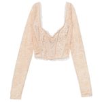 Victoria's Secret Victoria’s Secret Cream Long Sleeve Shimmer Lace Bra Top Photo 3