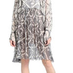 Chloé Silk Crepon Tunic Mini Dress Gray‎ Beige FR40 US 8 Photo 0