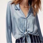 Wilfred  Satin Tie-Front Blouse - Soft Blue Photo 7