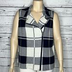 CHAPS  Size 1X Navy Blue & White Plaid Asymmetrical Zip Knit Vest Jacket Photo 0