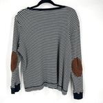 Ralph Lauren Lauren Women’s Striped Faux Leather Trim Blouse Navy White Size 2X Photo 1