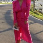 RONNY KOBO Astrid Zebra Print Midi Dress, Pink Size L Photo 5