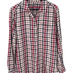 Aerie  Womens Plaid Button Down Shirt Long Sleeve Pocket Red‎ Blue Size Medium Photo 0