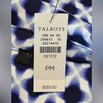 Talbots  Blue and White Geometric Shirt Dress with gold buttons size PM NWT Photo 5