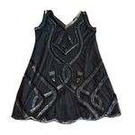 Gatsby Lady London Black Sequin Shift Dress Mini Length Flapper 1920s Size 12 Photo 0