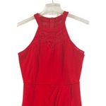 Red Lace Halter Midi Dress BBonfinedress Ruched Tulip Hem Cocktail Womens M NWOT Size M Photo 1