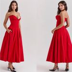 House Of CB ‎ 'Lady' Scarlet Strapless Midi Dress NWOT Size S A-C Photo 1