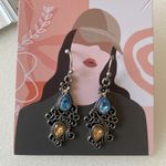 Boho flower water drop pear‎ shaped retro crystal faux fashion jewelry Silver Photo 8