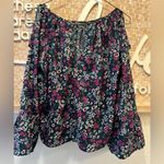 Japna  Womens Green Floral Cold Shoulder Bell Sleeve Blouse Size L Photo 1