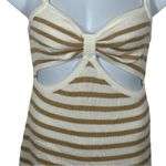 Aerie White & Tan Striped Cutout Tank Dress Medium Boho Summer Festival Style Photo 2