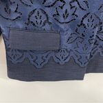Ann Taylor NWT  Navy Blue Damask‎ Lace Collared Blazer Jacket Size 12 Coat Photo 4