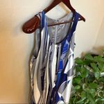 Oasis 100% Silk cocoon mini dress by  ,abstract print in blue/gray/cream, M Photo 3