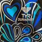 TYR Durafast Lined Blue Black White Floral Racerback Performance Girls Women’s S Photo 10