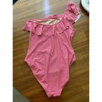 J Crew Ruffle One Shoulder Red White Gingham Full Coverage One Piece EUC Large Photo 6