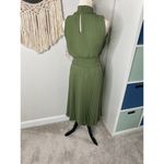 Nanette Lepore  High Neck Mini Pleat Fit and Flare Dress Green Olive Martini Photo 1