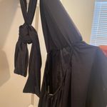 Mod On Trend Satin Navy Blue Tie Dress Photo 4