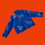 Vintage 90s floral embroidered denim jean jacket 🔥 Blue Size XL Photo 2