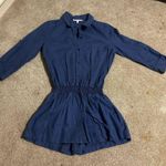 Victoria's Secret Victoria Secret Long Sleeve Blue Button Down Romper Photo 0