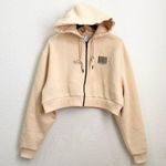 ASOS COLLUSION by Pale Yellow/Cream Cropped Front Zip Streetwear Hoodie Size 16 Photo 5