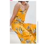 River Island Yellow Floral Sleeveless Satin Romper Size 6 Photo 1