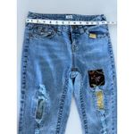 Cache Women's Vintage 90s Bootcut Flare Light Wash Distressed Patchwork Jeans 6 Photo 5