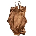 Aerie Ribbed Shine Wrap Full Coverage One Pice Swimsuit Small Long Women’s Brown Photo 2