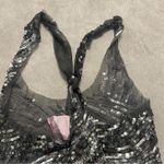 Romeo + Juliet Couture Romeo & Juliet Sheer Grey Sequined Racerback Glam Night Out Top Blouse Photo 5