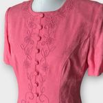 Karin Stevens Vintage 80s Pink Embroidered Knee Length Shift jacket Dress sz 10 Photo 3