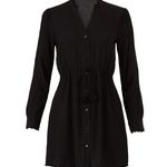 Greylin Sachi Frayed Black Long Sleeve Button Up Mini Dress Size Small Photo 2