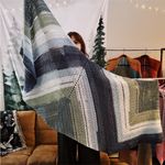 Handmade Elegant Multicolor (Blue, Green, and Cream)  Crochet Shawl Photo 3