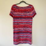 Tory Burch Pima Cotton Knit Print Boatneck Shift Dress Red White Blue Photo 5