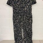 Thakoon Sz Small Black Floral Printed Short Sleeve Straight Leg Utility Jumpsuit Photo 0
