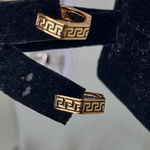 Gold Greek Key Huggie Hoop Earrings Photo 1