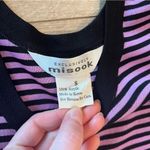 Misook  Vintage Pink Black Striped Acrylic Crew Neck Sleeveless Tank Top Size S Photo 2