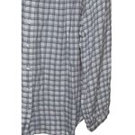 Talbots  Women's Top Ruffle Neck Plaid Rayon Button Long‎ Sleeve Pink/Gray Large Photo 1