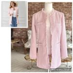Venus Coat Jacket Tweed Fringe Pink 4 Spring Lightweight Chic Mid Thigh Pastel Photo 1