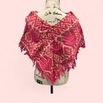 Vintage 50’s? Yarn canvas poncho boho festival gypsy pink party glam handmade Photo 2