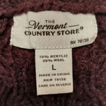 The Vermont Country Store Size L Cable Knit Wool Cardigan Sweater Wine Purple Size L Photo 2