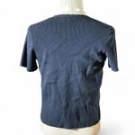 Daniel Rainn Y2K  Navy Blue Ribbed Button Front Cardigan Sweater Women Scalloped Photo 1