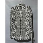 ZARA  Black White Geometric Print Long Sleeve Button Down Shirt size Medium Photo 2