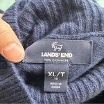 Lands' End Lands’ End 100% Cashmere Turtleneck Sweater in Deep Sea Navy/Aqua Stripe XLT Photo 7