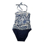 Ralph Lauren Lauren  Floral Navy Blue White Halter Tie One Piece Swimsuit Size 10 Photo 1