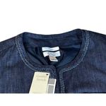 Christopher & Banks  Stretch Open Front Blue Denim Braided Metallic Trim Jacket M Photo 2