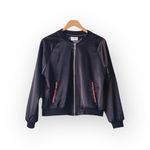Lauren Moshi HTF: new  ᨎ Trishelle Bandana Lip Satin Bomber Jacket ᨎ Black Large Photo 10
