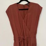 Eileen Fisher  Russet Brown Crepe Faux Wrap Wide Leg Crop Jumpsuit XXS Photo 2