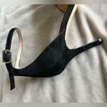 White House | Black Market pointed toe buckle black/white velvet sz 8M kitten heel Photo 3