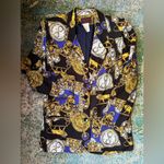 Vintage Patina International lions of time motif oversized blazer, size small Gold Photo 8